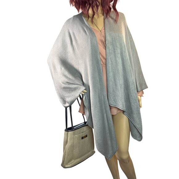 Womens Taupe Poncho Cape One Size Minimalist Fall Fashion Money Classic - Picture 1 of 9